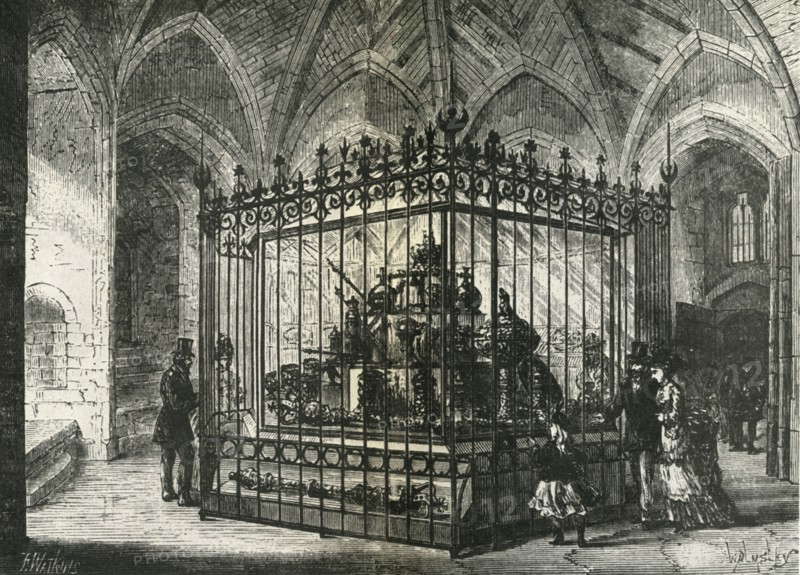 'The Jewels as they were displayed in the Wakefield Tower about 1875', 1962. Creator: Frank Watkins.