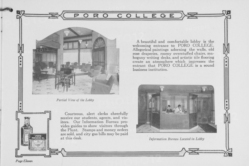 Poro College; Partial view of the lobby; Information Bureau located in lobby, 1922. Creator: Unknown.