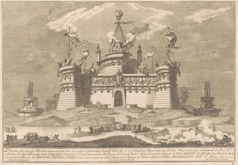The Seconda Macchina for the Chinea of 1757: The Fortress of Cockaigne, 1757. Creator: Giuseppe Pozzi.