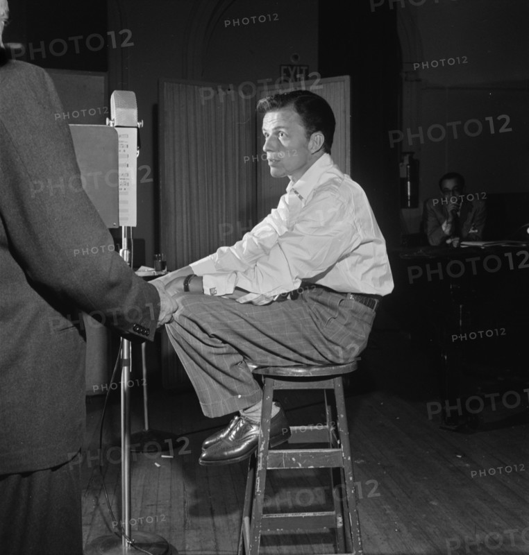 Portrait of Frank Sinatra, Liederkrantz Hall, New York, N.Y., ca. 1947. Creator: William Paul Gottlieb.