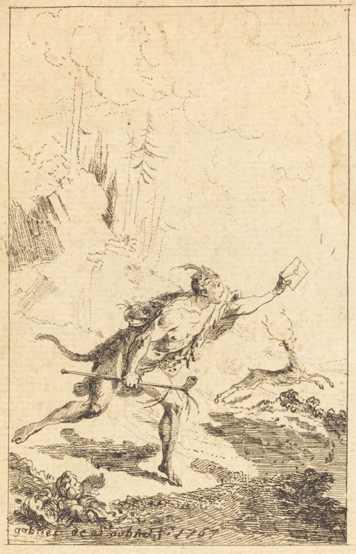 Envoy to M. de Saint-Denis by M. de Belle-Isle, Prisoner [left], 1767. Creator: Gabriel de Saint-Aubin.