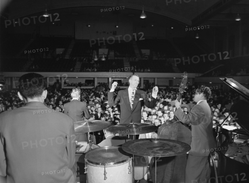 Portrait of Stan Kenton, Shelly Manne, and Eddie Safranski, 1947 or 1948. Creator: William Paul Gottlieb.