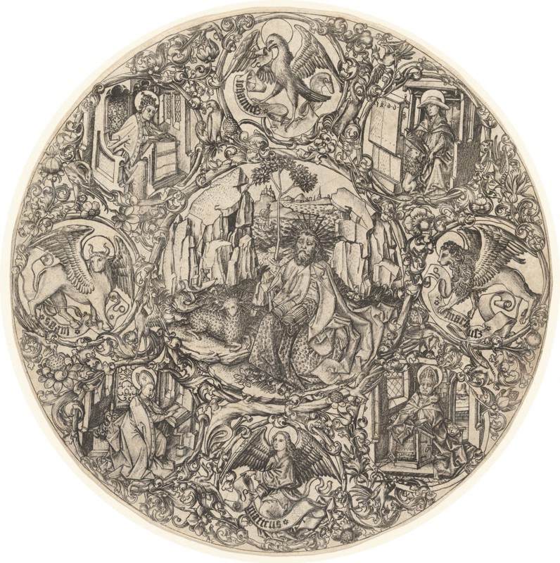 Saint John the Baptist in the Wilderness with the Lamb of God, Surrounded by..., 1466. Creator: Master ES.