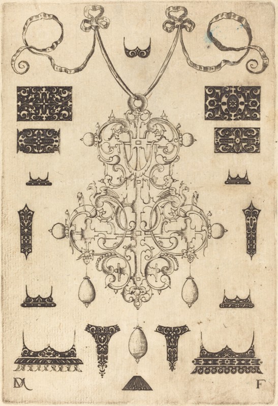 Large Pendant with Three Drops Below, Surrounded by Fifteen Different Studs, 1593. Creator: Daniel Mignot.