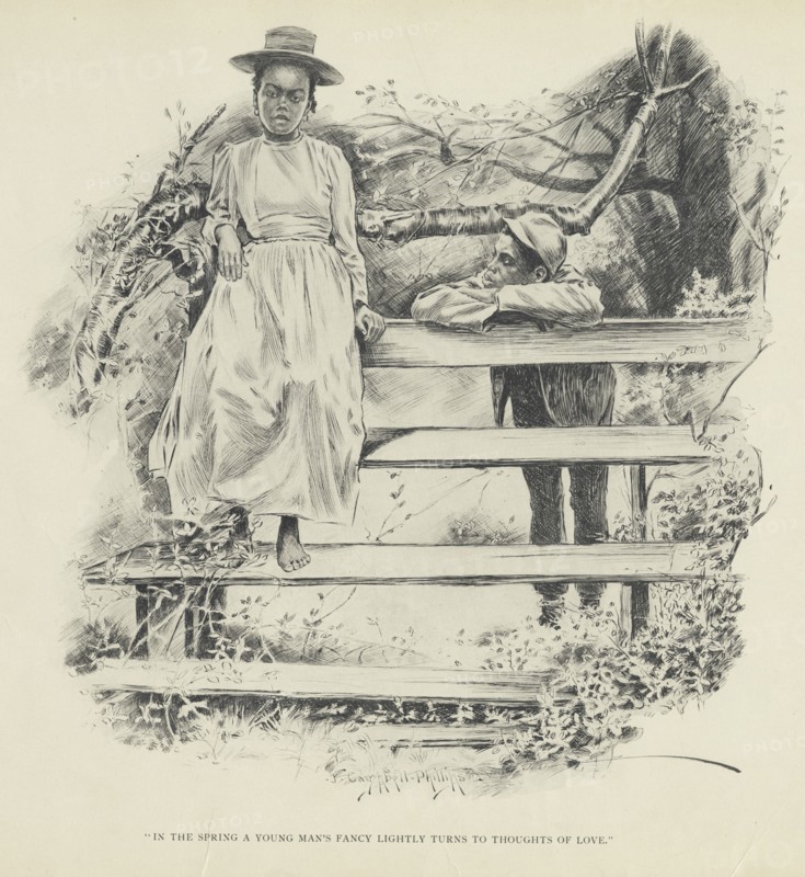 In the spring a young man's fancy lightly turns to thoughts of love, 1899. Creator: Jay Campbell Phillips.
