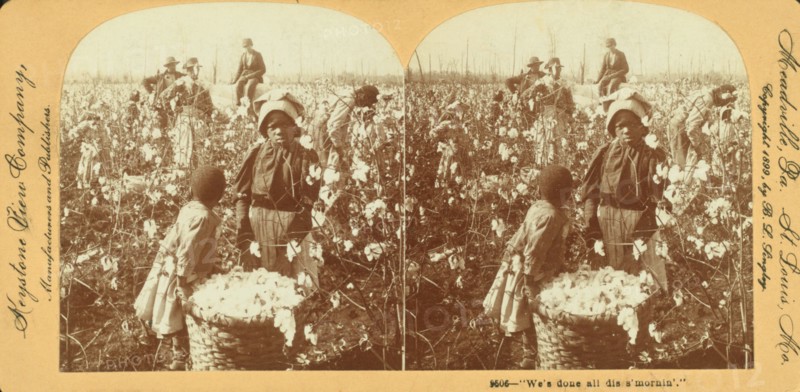 We'se done all dis's Mornin'." [Girls with basket of cotton in the field], (1868-1900?). Creator: Unknown.