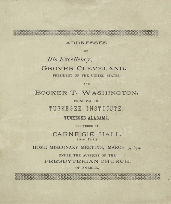 Addresses of His Excellency, Grover Cleveland and Booker T. Washington, title page, 1894. Creator: Unknown.
