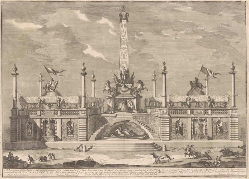 The Prima Macchina for the Chinea of 1758: A "Deliziosa" with Hanging Gardens, 1758. Creator: Giuseppe Pozzi.