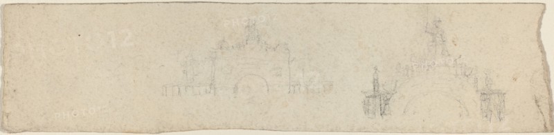 Studies for a Triumphal Arch Surmounted by Britannia [recto and verso], probably 1799. Creator: John Flaxman.