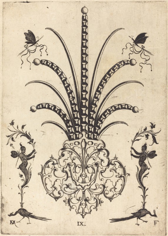 Brooch with Table-Stones, Butterflies at Top, and Peacocks and Hermes at Bottom, 1596. Creator: Daniel Mignot.