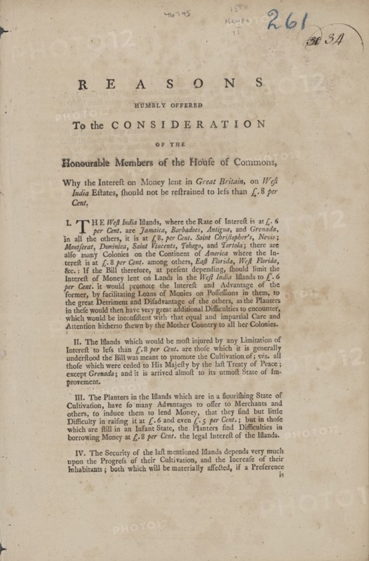 Reasons humbly offered to the consideration of the honourable members of the House..., 1774. Creator: Unknown.