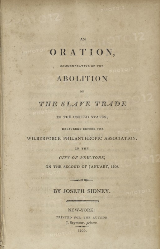 An Oration, Commemorative of the Abolition of the Slave Trade in the United States..., 1809. Creator: Unknown.