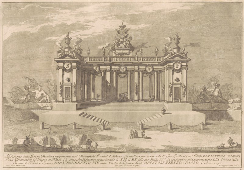 The Prima Macchina for the Chinea of 1757: The Colonnade of the Athenian Lyceum, 1757. Creator: Giuseppe Pozzi.