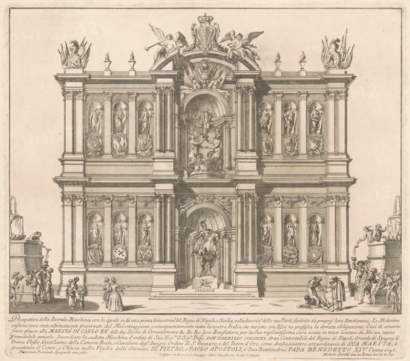 The Seconda Macchina for the Chinea of 1746: The Territories of the Kingdom of Naples, 1746. Creator: M Sorello.