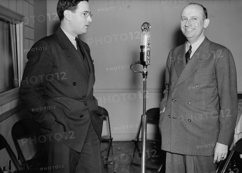 Portrait of Ted Weems and William P. Gottlieb, WINX, Washington, D.C., ca. 1940. Creator: Delia Potofsky Gottlieb.