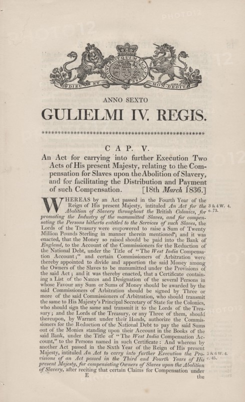 An act for carrying into further execution two acts of His present Majesty, relating to..., 1836. Creator: Unknown.