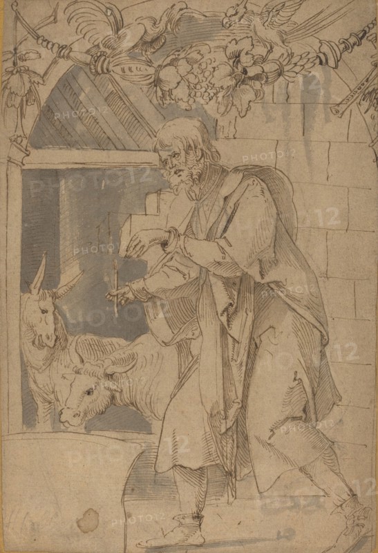 Study for One of Two Stained Glass Paintings Representing the Nativity, probably c. 1510. Creator: Hans von Kulmbach.