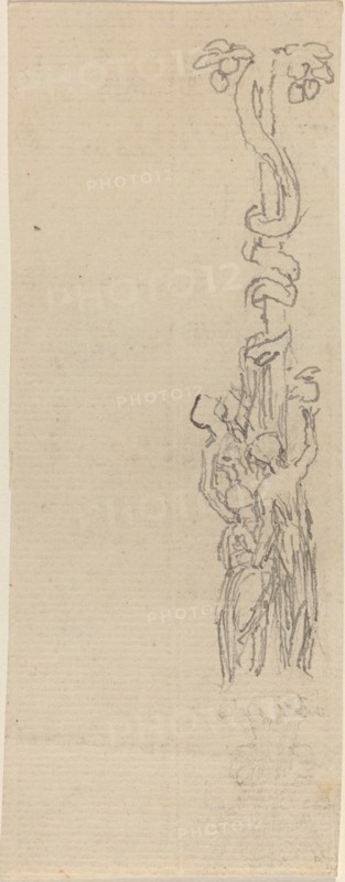 Design for a Candelabrum Representing the Three Graces Gathering the Apples of Hesper, c. 1816. Creator: John Flaxman.