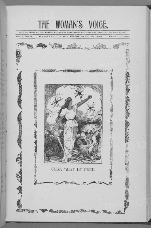 The Woman's Voice; [Cover page of national illustrated weekly]; Kansas City, Mo.; Feb 26, 1898, 1916 Creator: Unknown.