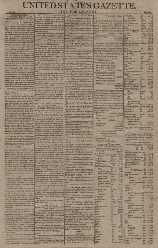 An act to prohibit the importation of slaves into any port or place within the jurisdiction..., 1807 Creator: Unknown.