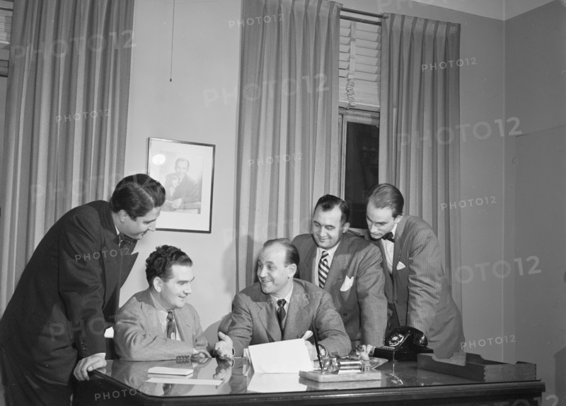 Portrait of Joe Mooney and Milt Gabler(?), Decca office(?), New York, N.Y., ca. Dec. 1946. Creator: William Paul Gottlieb.