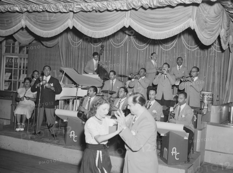 Portrait of Machito, Graciella Grillo, and Mario Bouza, Glen Island Casino, New York, 1947. Creator: William Paul Gottlieb.