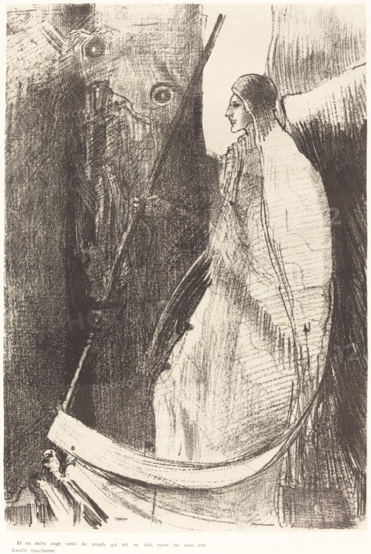Et un autre ange sortit du temple qui est au ciel, ayant lui aussi une faucille tranchante..., 1899. Creator: Odilon Redon.
