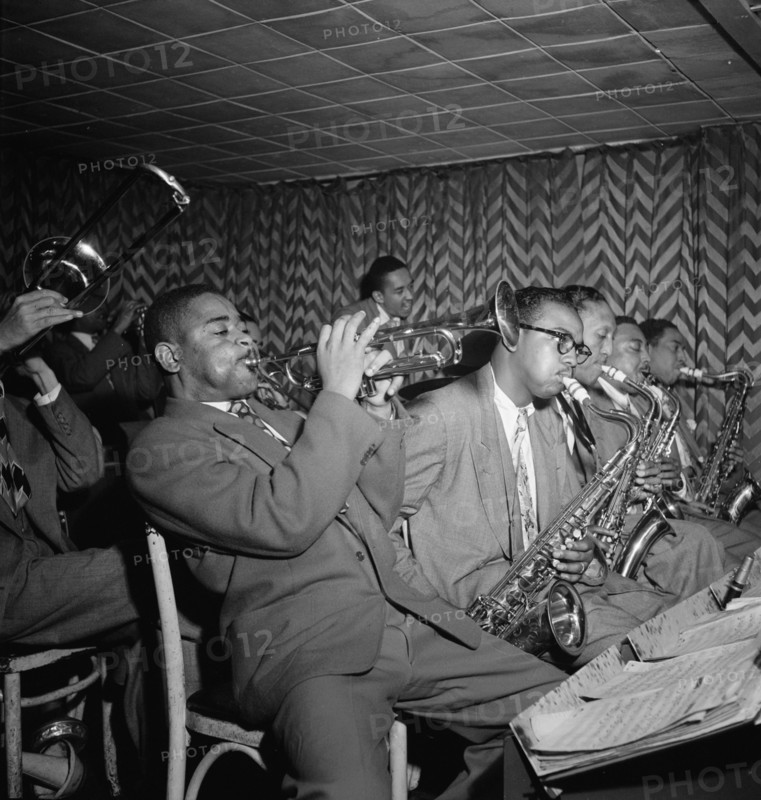 Portrait of Dizzy Gillespie, James Moody, and Howard Johnson, Downbeat, New York, N.Y., 1947. Creator: William Paul Gottlieb.