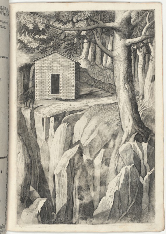 Monastic Cell of the Blessed John of La Verna (Cella del beato Giovanni della Verna) [plate T], 1612 Creator: Jacopo Ligozzi.