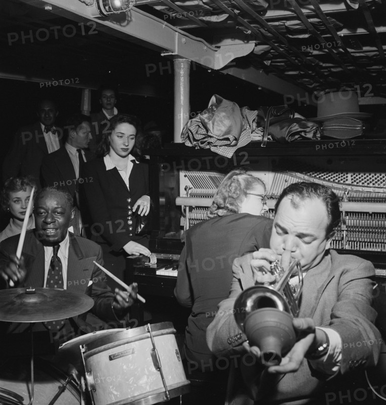 Portrait of Marty Marsala, Bunty Pendelton, and Baby Dodds, Riverboat on the Hudson, N.Y., 1947. Creator: William Paul Gottlieb.