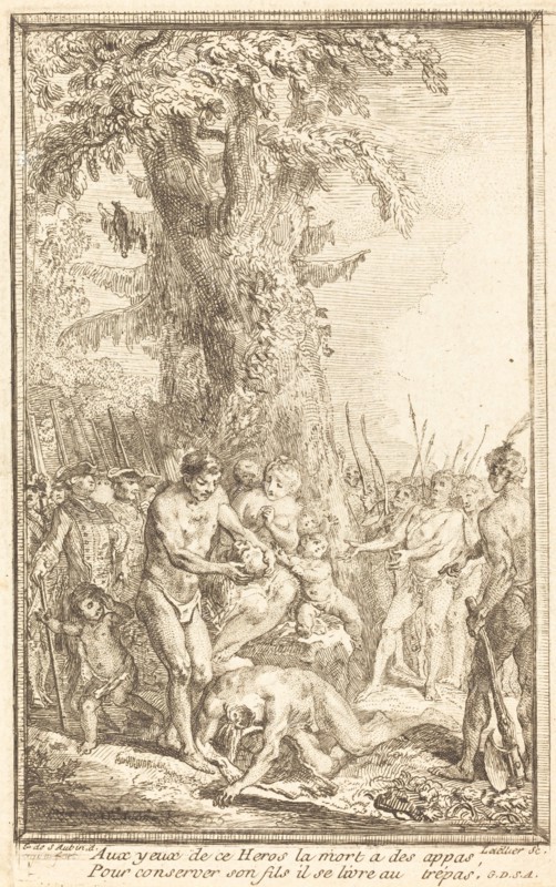 Heroic Act of a Father Who Sacrifices for His Son (Trait heroique d'un pere qui se sacrifie...), 176 Creator: Gabriel de Saint-Aubin.