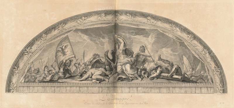L'Allemagne Cintre du Salon de la Guerre du côté des appartemens du Roi...[pl. 37], pub 1752. Creators: Jean-Baptiste Masse, Louis Desplaces.