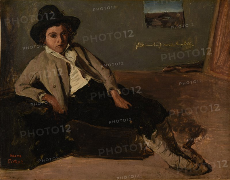 Seated Italian boy, 1825-1826. Creator: Corot, Jean-Baptiste Camille (1796-1875).
