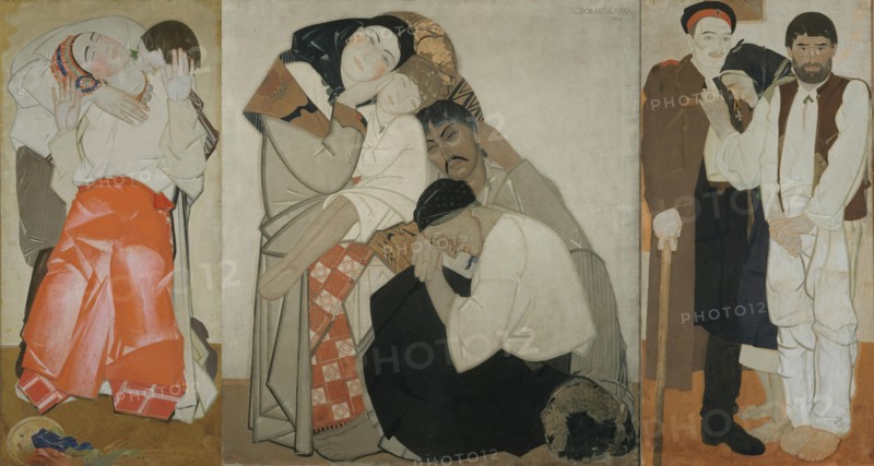 Triptych "Life" (Love. Family. Return.) , 1925-1927. Creator: Krychevsky, Fedir (1879-1947).
