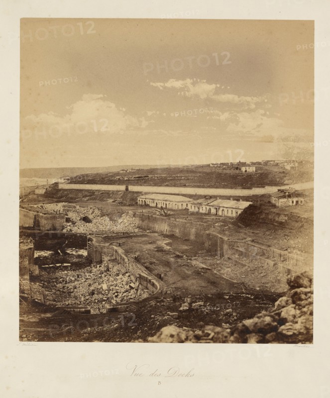 View of the Docks. From: Souvenir de la Guerre de Crimee, 1855. Creator: Méhédin, Léon-Eugène (1828-1905).