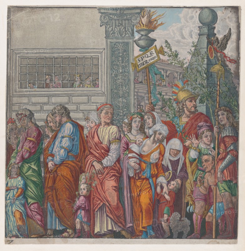 Sheet 7: Procession, from The Triumph of Julius Caesar, 1599. Creator: Andreani, Andrea (c. 1540-after 1610).