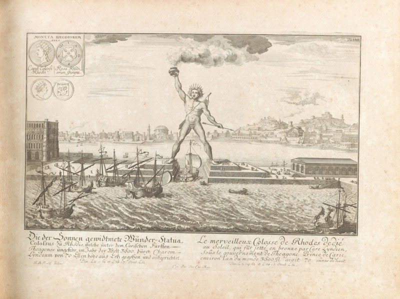 The Colossus of Rhodes. From "Entwurff einer historischen Architektur", 1725. Creator: Fischer von Erlach, Johann Bernhard (1656-1723).