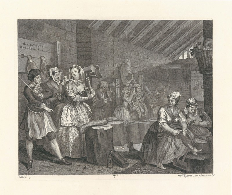 A Harlot's Progress. Plate 4: Moll beats hemp in Bridewell Prison, 1732. Creator: Hogarth, William (1697-1764).
