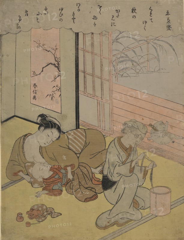 Taira no Kanemori (Mother with her child and an elderly woman), 1767-1769. Creator: Harunobu, Suzuki (1724-1770).