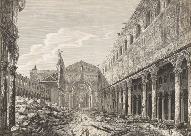 View of the Basilica of Saint Paul Outside the Walls in Rome, 1823. Creator: Rossini, Luigi (1790-1857).