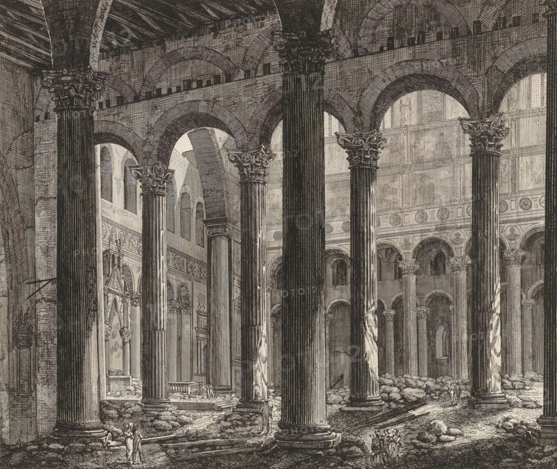 View of the Basilica of Saint Paul Outside the Walls in Rome, 1823. Creator: Rossini, Luigi (1790-1857).