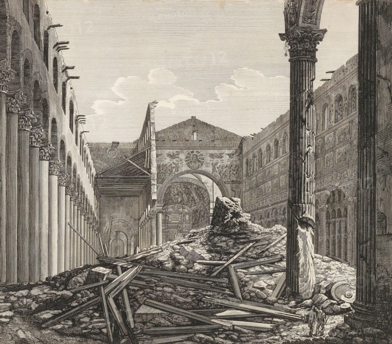 View of the Basilica of Saint Paul Outside the Walls in Rome, 1823. Creator: Rossini, Luigi (1790-1857).