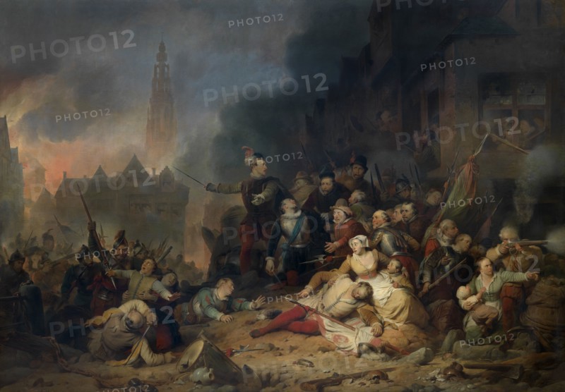The Spanish Fury at Antwerp, 1837. Creator: Braekeleer, Ferdinand de, the Elder (1792-1883).