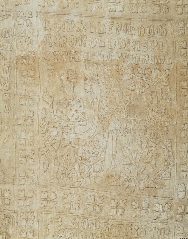 Tristan Quilt or Tristan and Isolde Quilt (Detail), Second Half of 14th cen.. Creator: Anonymous master.