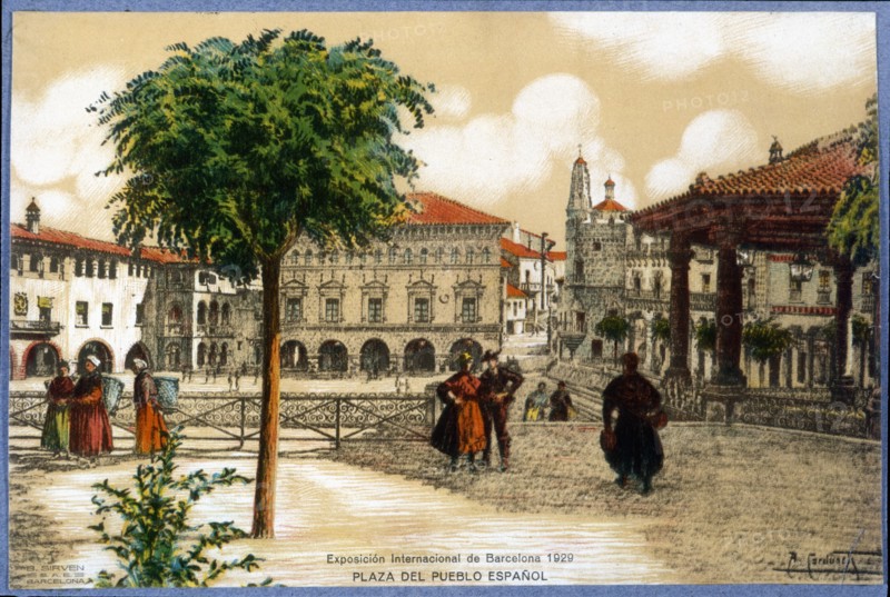 Major Place of Pueblo Español, built in the International Exhibition of Barcelona in 1929. Creator: Cardunets Cazorla, Alexandre (1871-1944).