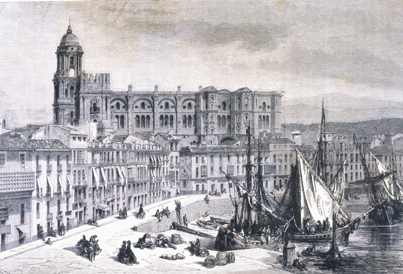 View of the Port of Malaga, 1875.  Creator: DORE, Gustavo (1832 - 1883).