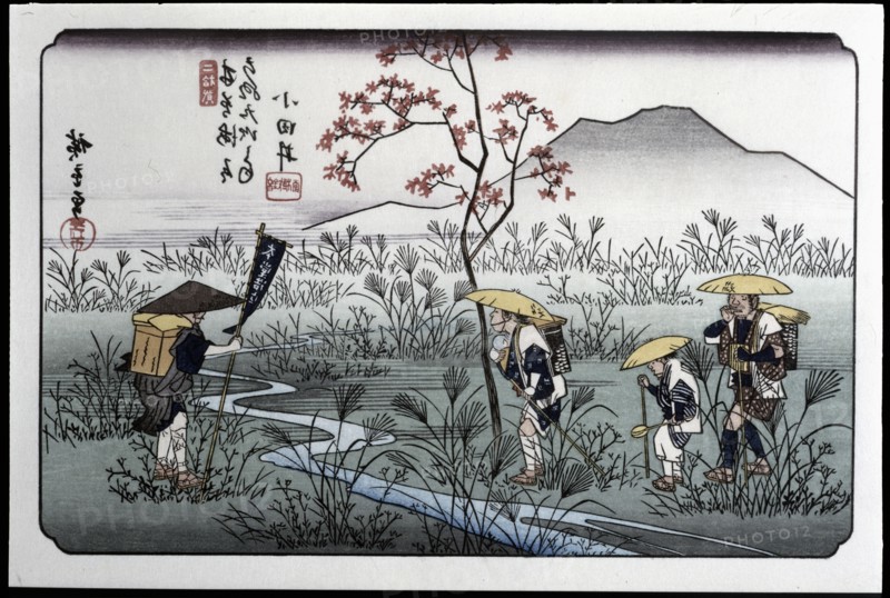'Family of farmers back home', 19th century. Creator: Hiroshige, Guajava (1797 - 1858).