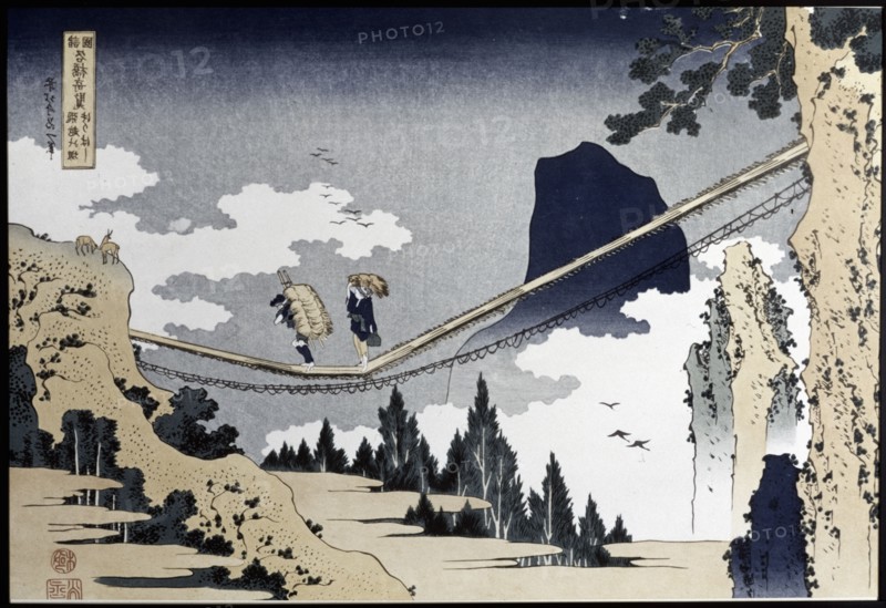 'Niigata', painting from the series 'Bridges', 19th century . Creator: Hokusai, Katsushika (1760 - 1849).