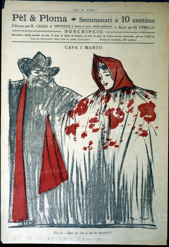 Cover of the weekly magazine 'Pel & Ploma', number 34, 20-1-1900. Creator: Casas i Carbó, Ramón (1866 - 1932).