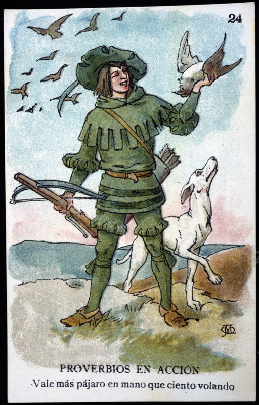 Collection of stickers 'Proverbs in action 'number 24, 1904. Creator: Mestres, Apeles (1854 - 1936).